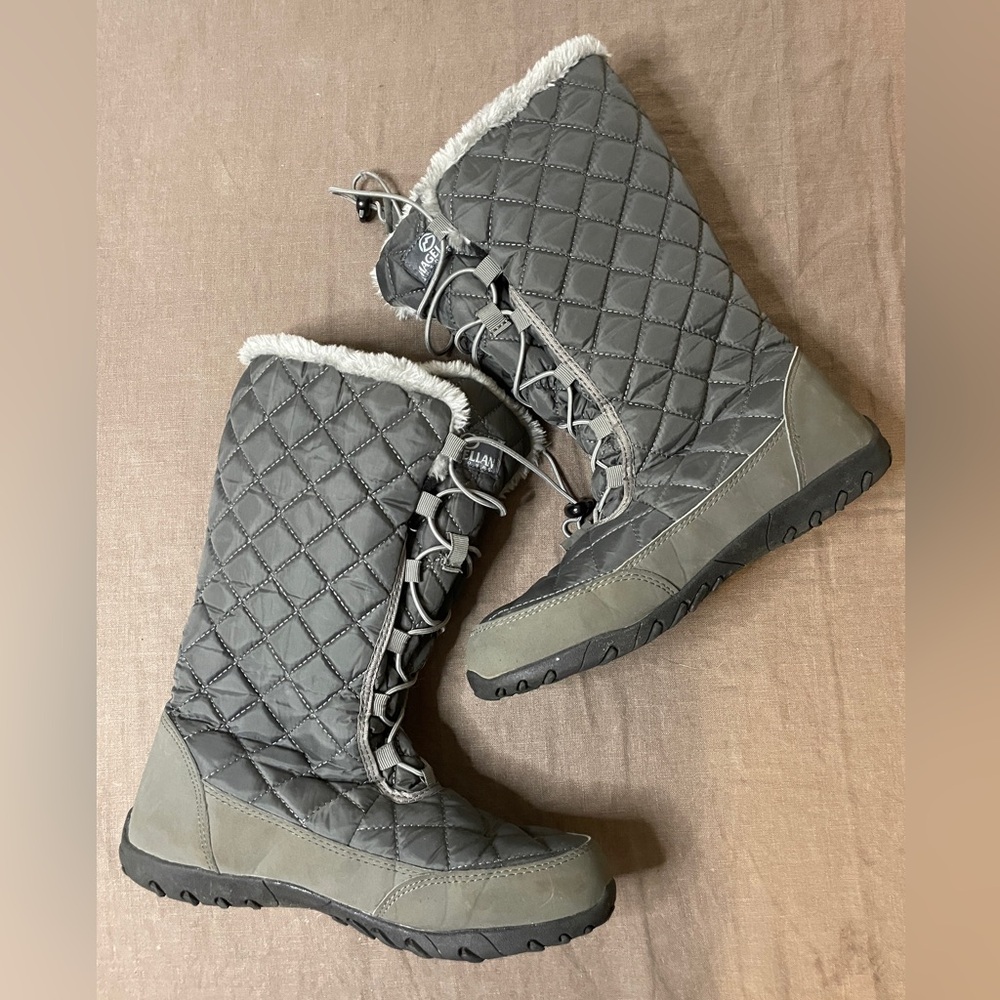 Magellan Outdoors Quilted Lace Up Winter Snow Ski Boots Grey Sz 9